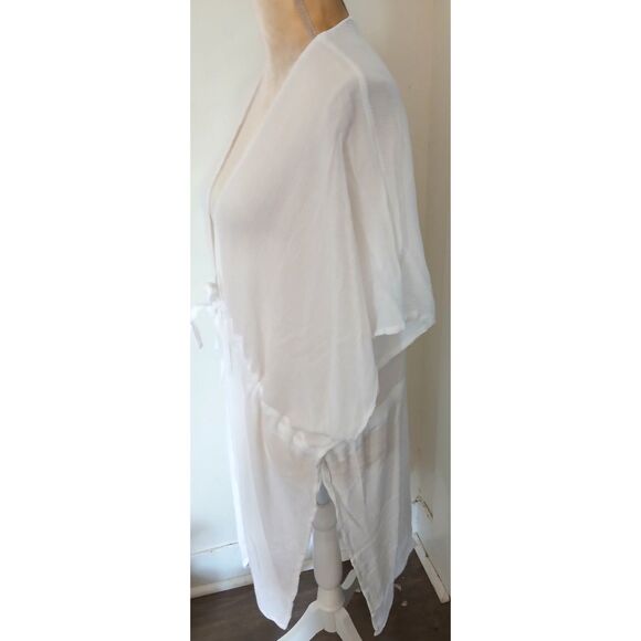 NWT Time & Tru white swim suit cover-up beach front tie sz 2X-3X 100% rayon - Picture 2 of 4